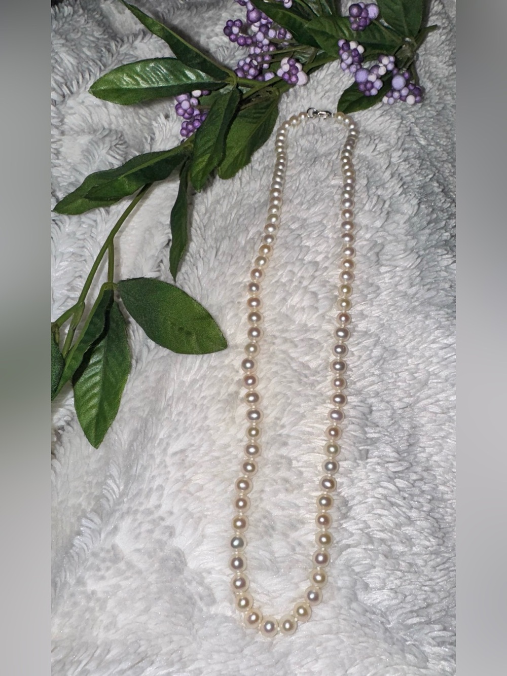 Vintage Beautiful Honora Classic Pearl & Sterling 18" Necklace  5.5cm